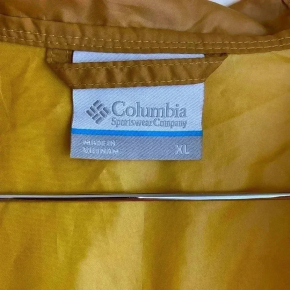 Columbia Mens Windbreaker XL Gold Yellow Hood Flashback Water Resistant Outdoor - Picture 11 of 13